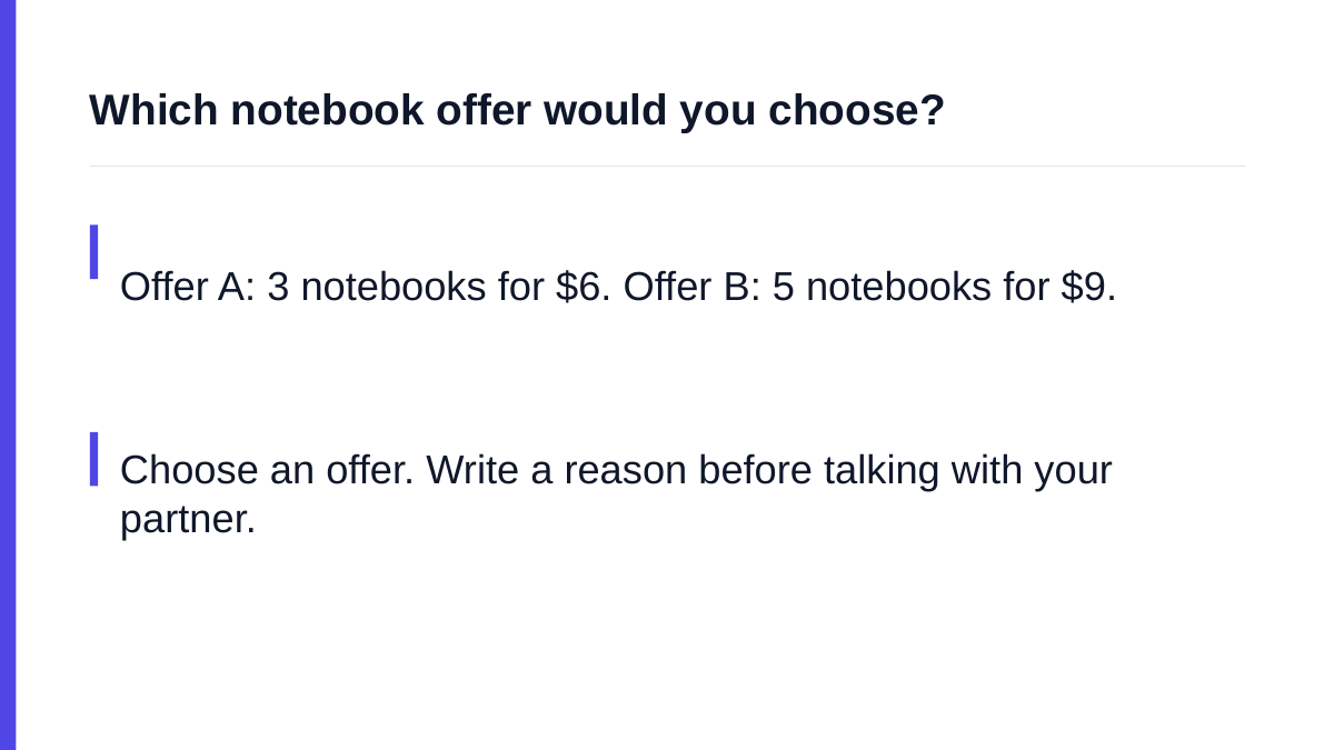 Sample slide: Which notebook offer would you choose?